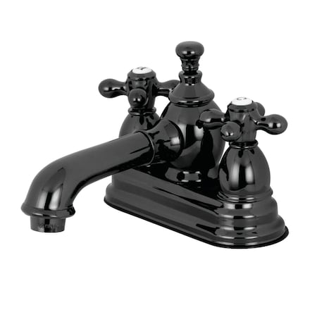 Kingston Brass Water Onyx 4" Centerset Bathroom Faucet W/ Brass Pop-Up, Bright Blk SS NS7010AX